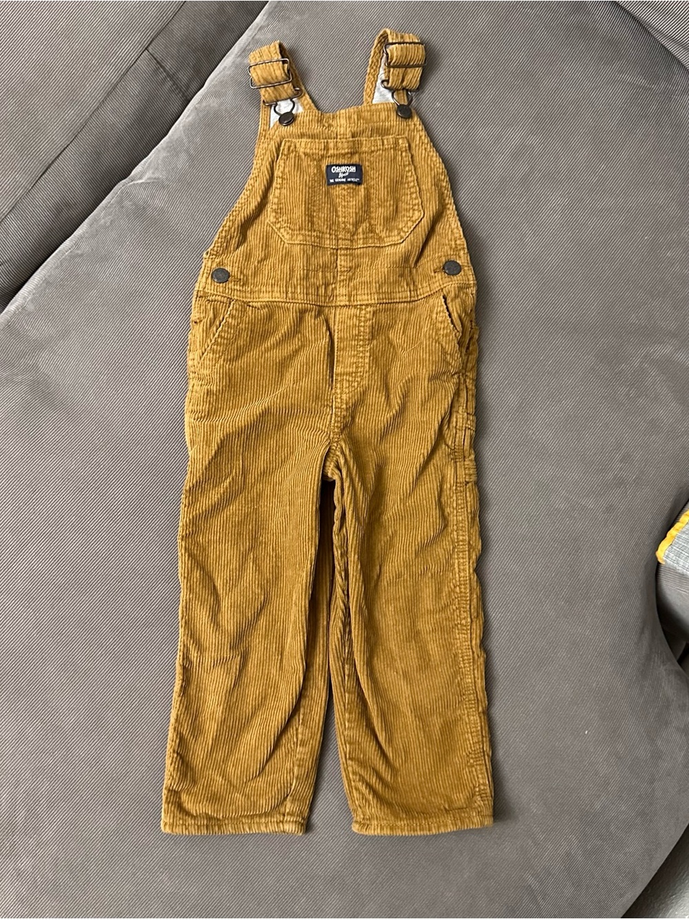 Oshkosh B'gosh Vintage Brown Corduroy Lined Overalls Size 4T Toddler